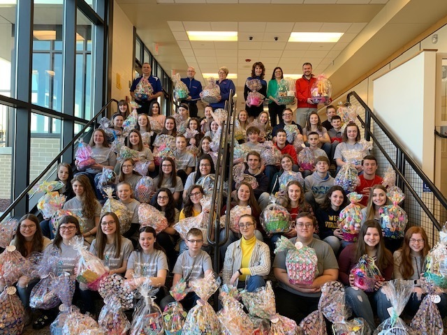 National Junior Honor Society and National Honor Society with their baskets for Eli